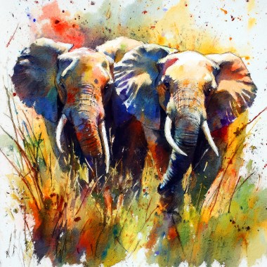 Olifanten in aquarel stijl